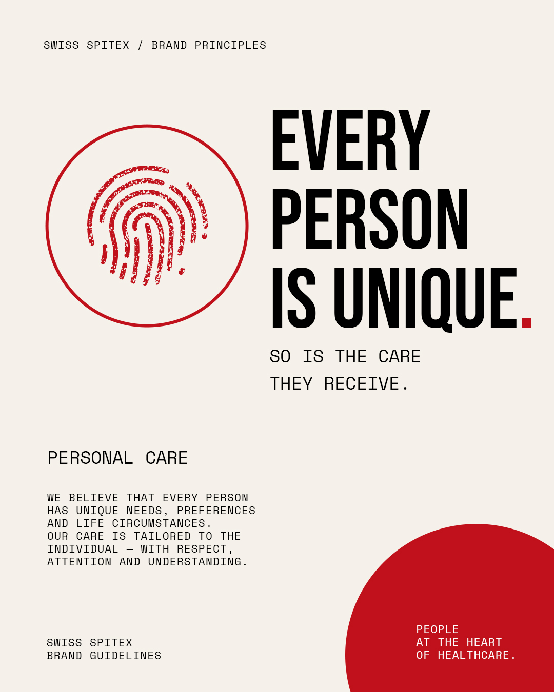 Swiss Spitex brand principle: every person is unique, and so is the care they receive